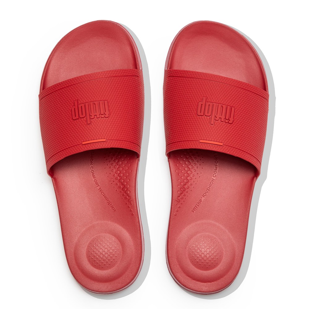 Fitflop Mens Slides - Iqushion Pool - Red - 876-JXCAQW